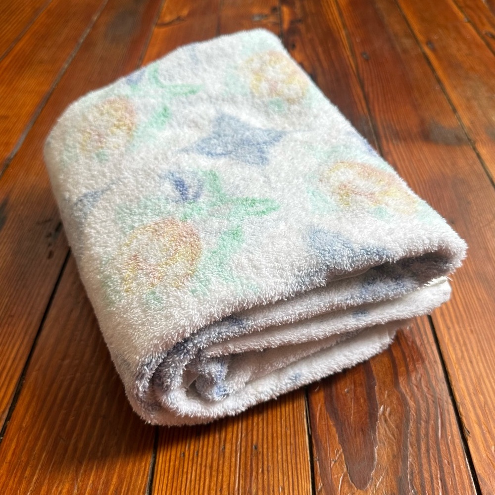 Vintage 80s Dundee geo floral print bath towel - Picture 9 of 9